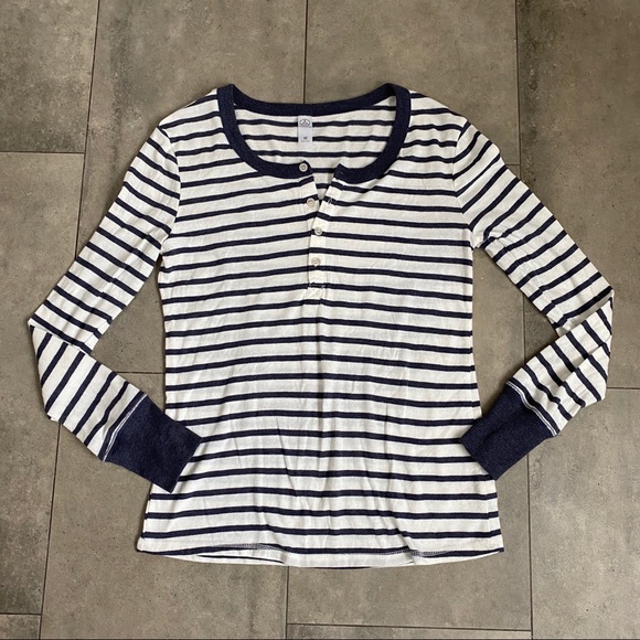 Alternative Apparel blue striped henley top - Picture 3 of 7